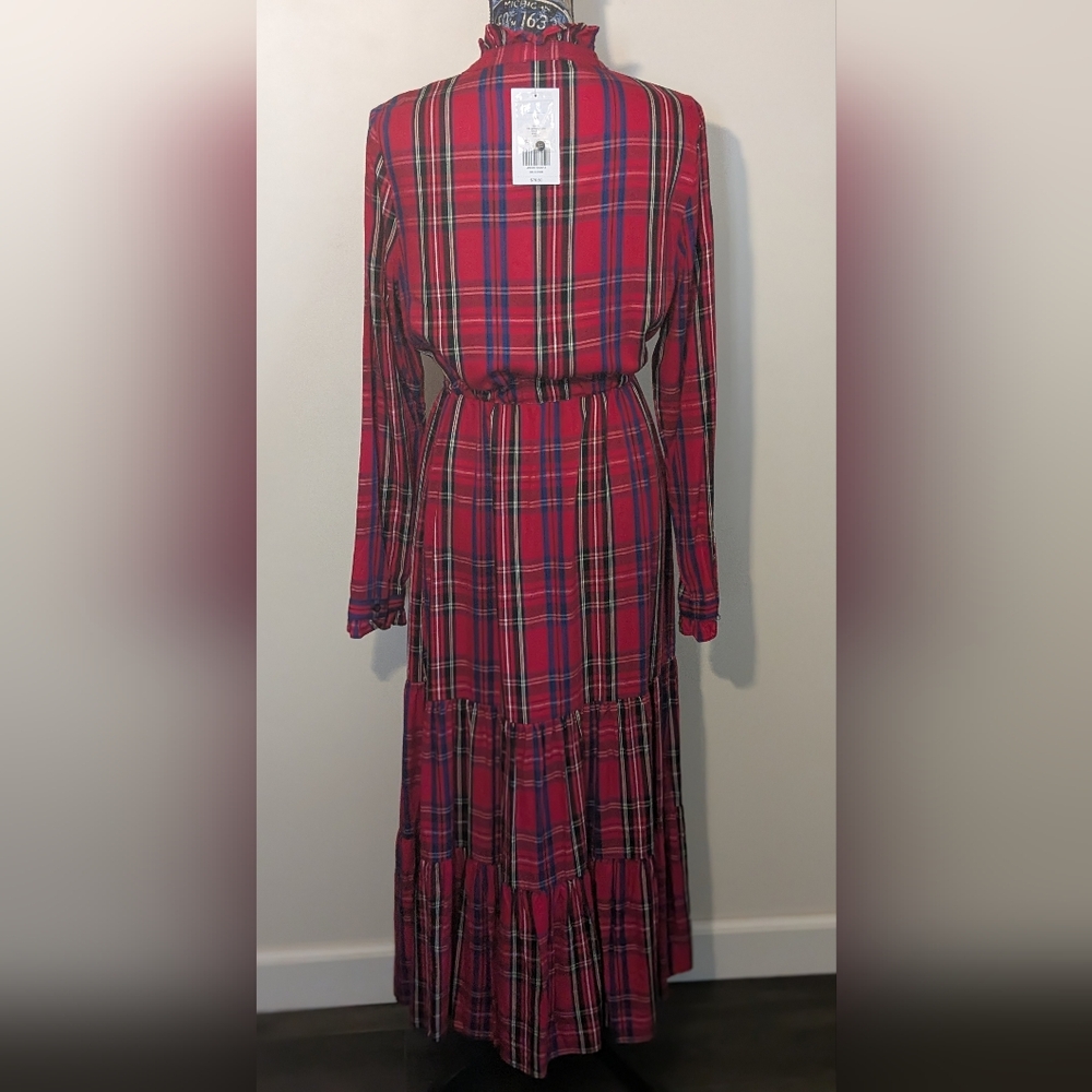 CHAPS NWT Tartan Plaid Drawstring Waist Maxi Dress - Picture 4 of 16